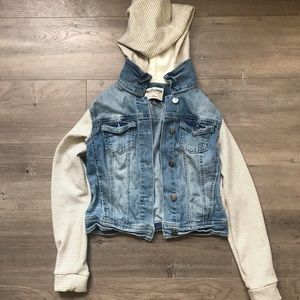 Wallflower Hooded Denim Sweatshirt Jacket